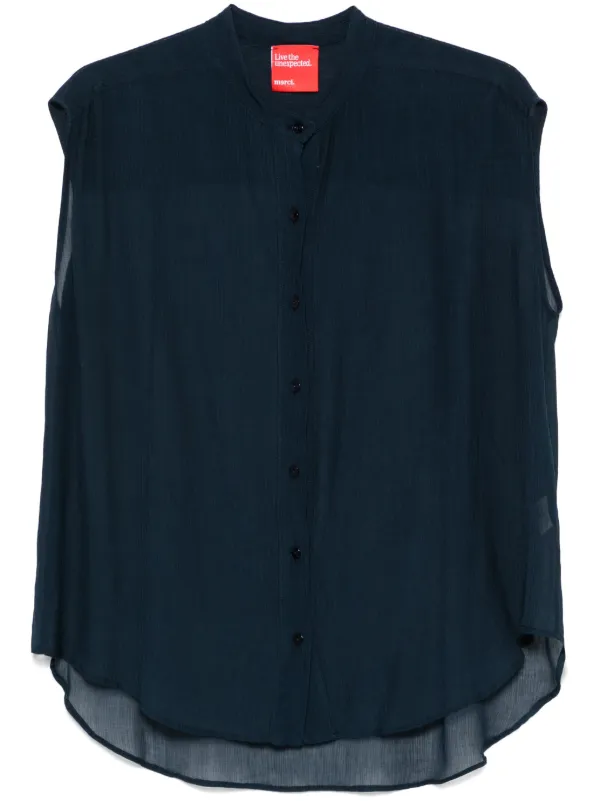 merci　18 Merci semi-sheer Shirt | Blue | FARFETCH SG