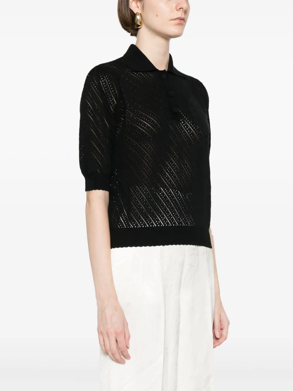 TWINSET Polotop met logopatch Zwart