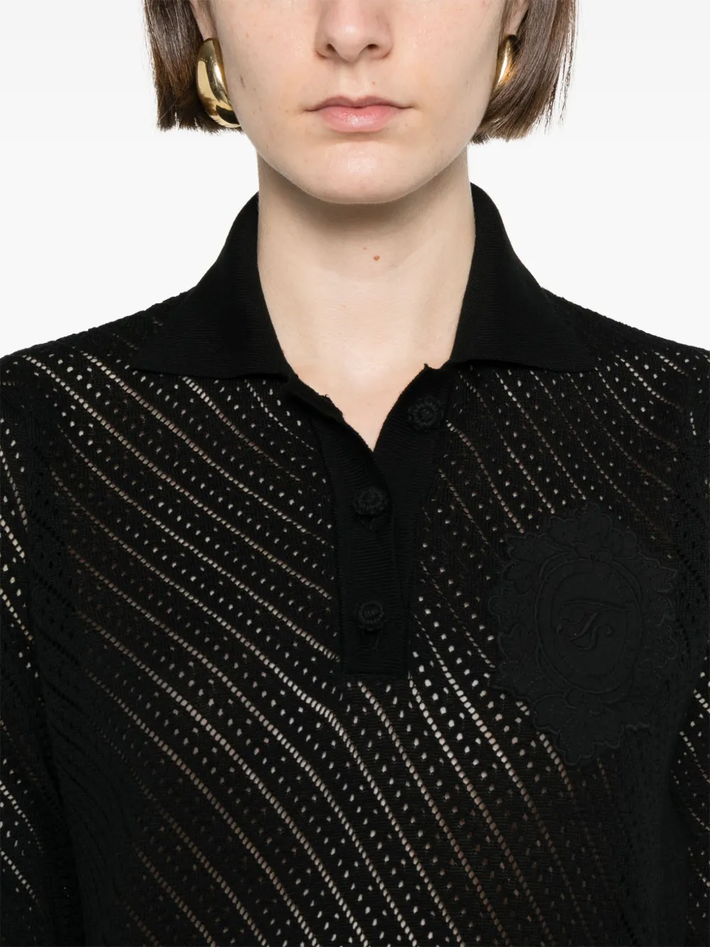 TWINSET Polotop met logopatch Zwart