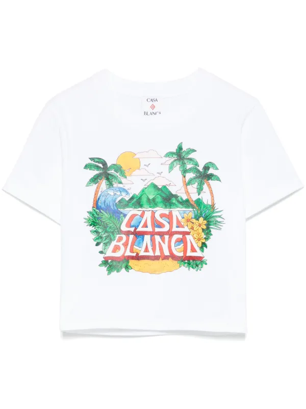 【関税込み】Casablanca ホワイト 'Casa' Beach Wave Tシャツ Casa Beach Wave T-Shirt | Casablanca Paris
