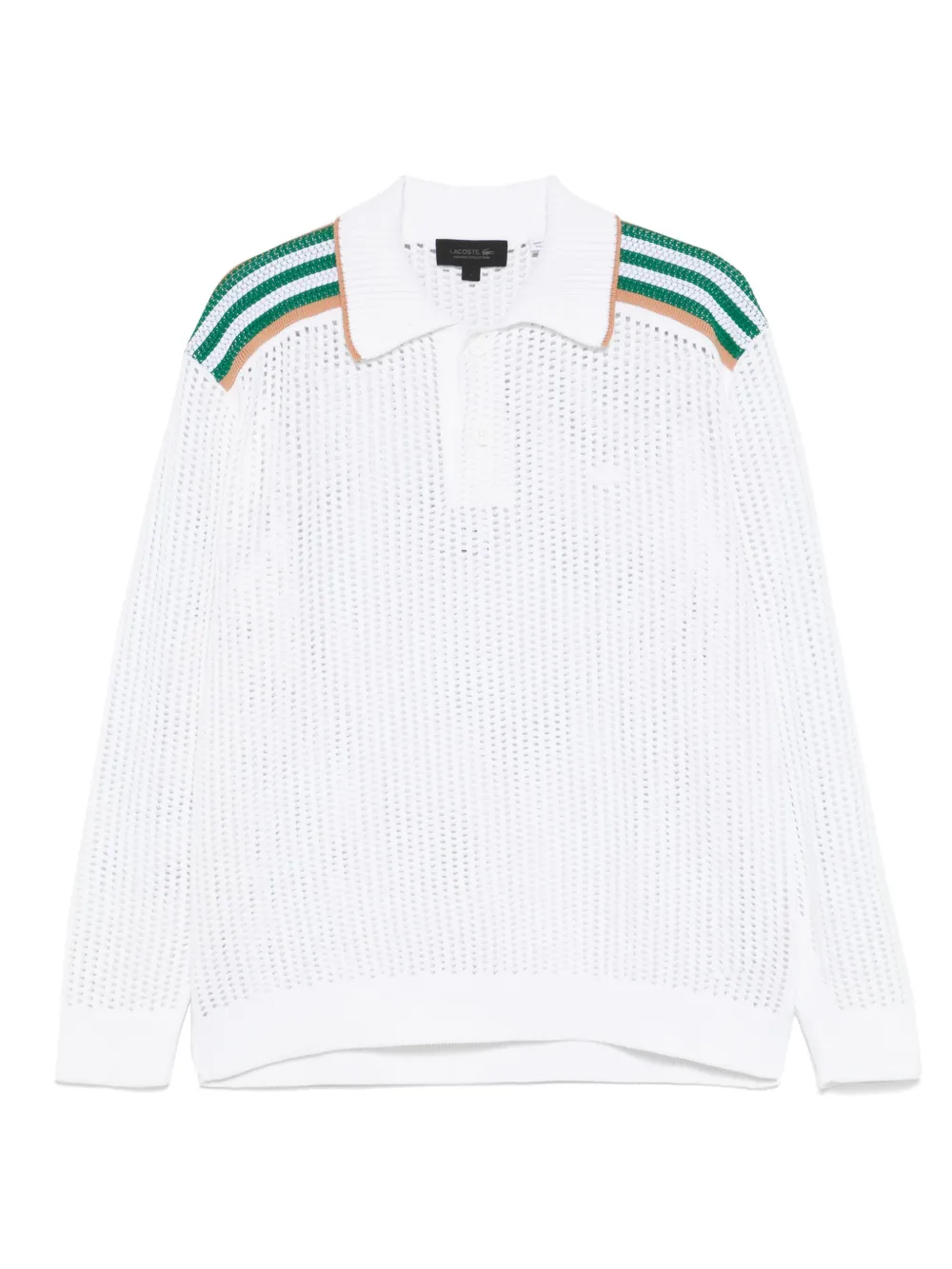Lacoste open-knit polo shirt | White | Image 1