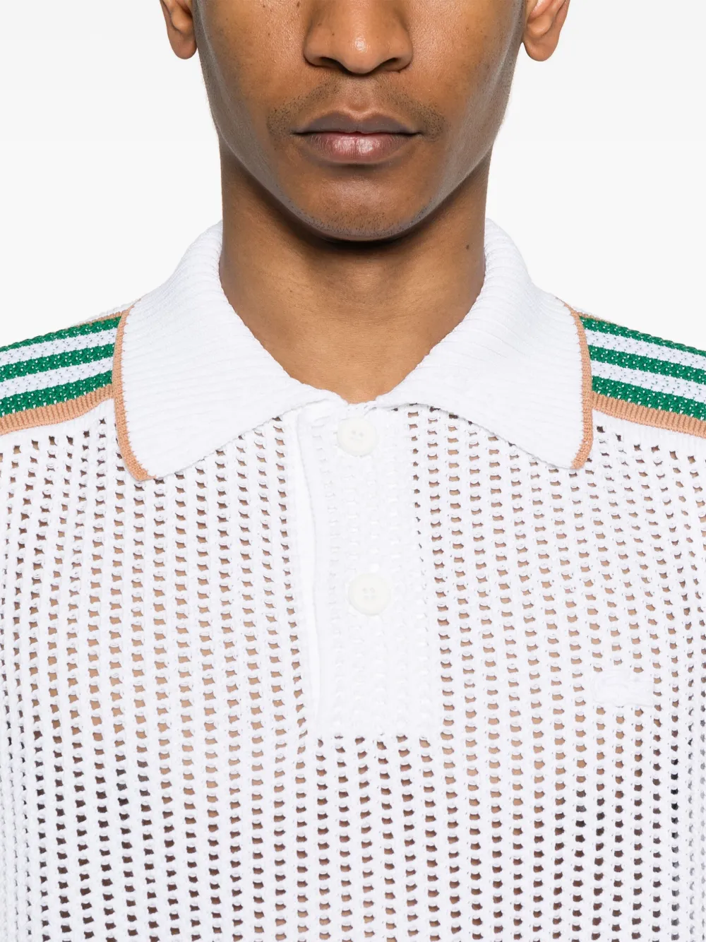 Lacoste Opengebreid poloshirt Wit
