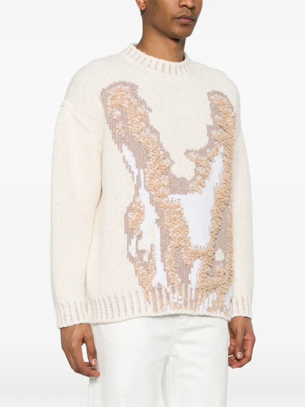 Lacoste Trui met jacquard-logo Beige