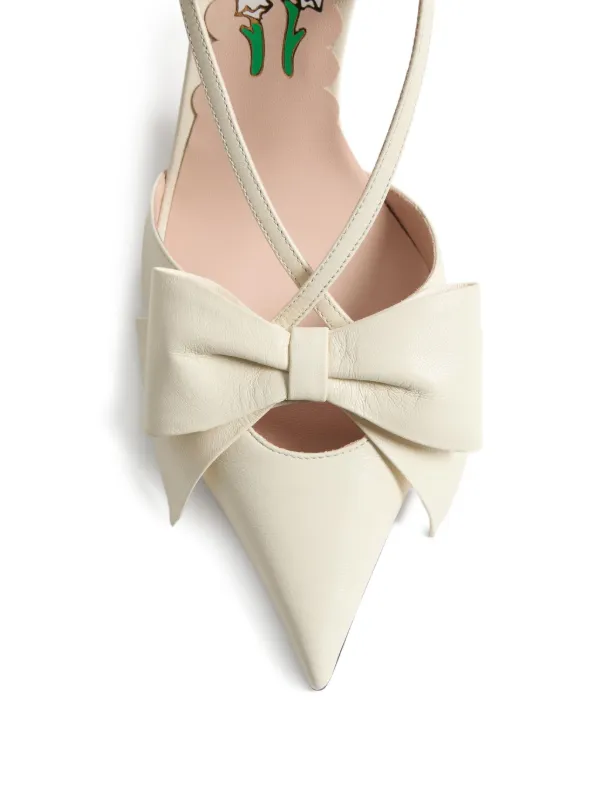 Valentino Garavani 85mm Bowow Slingback Pumps | Neutrals