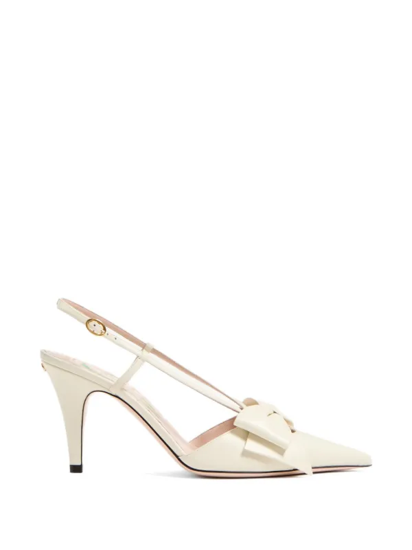 Valentino Garavani Bowow Slingback Pumps in Kidskin 85mm in Neutrals