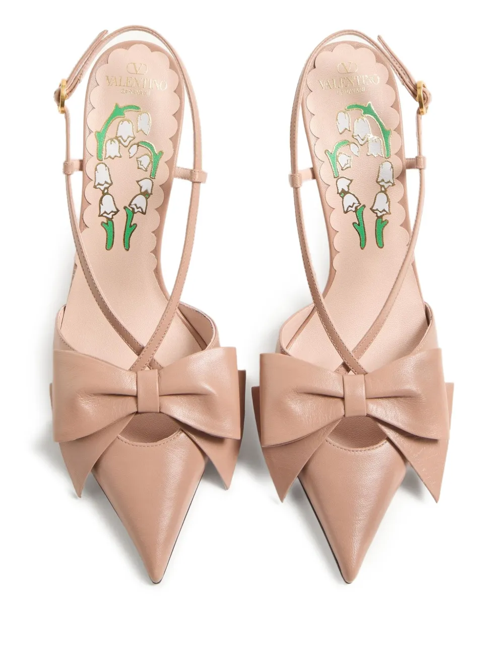 Valentino Bowow 85 Leather Slingback Pumps In Pink