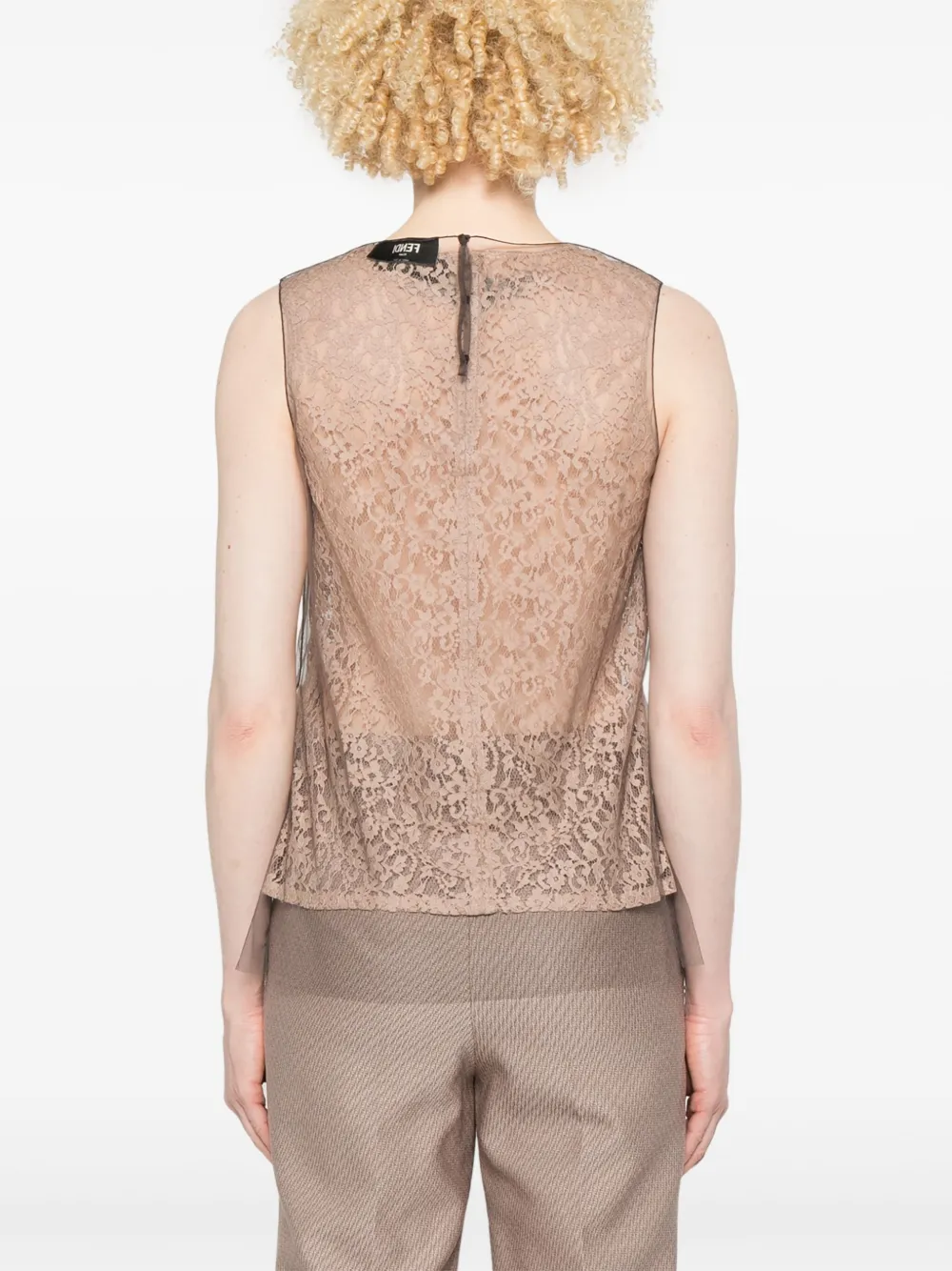 FENDI Top met bloemenkant Bruin
