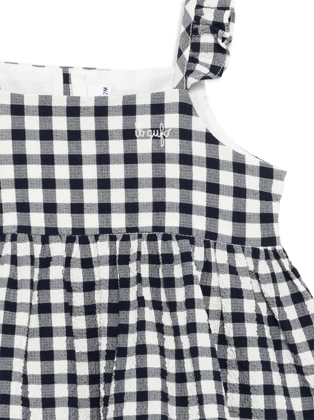 Il Gufo Seersucker jurk met ruches Blauw