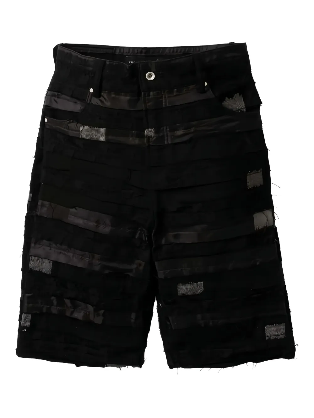 Who Decides War Lace-insert Frayed Shorts In Black