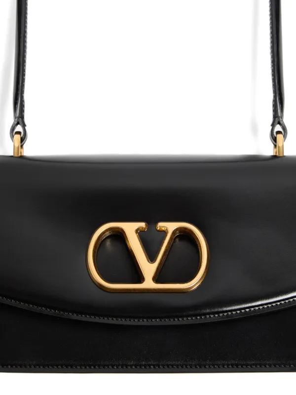 ショルダーバッグ・ポシェット VALENTINO GARAVANI Black Leather Vain Shoulder Bag Valentino Garavani Vain Shoulder Bag In Shiny Calfskin for