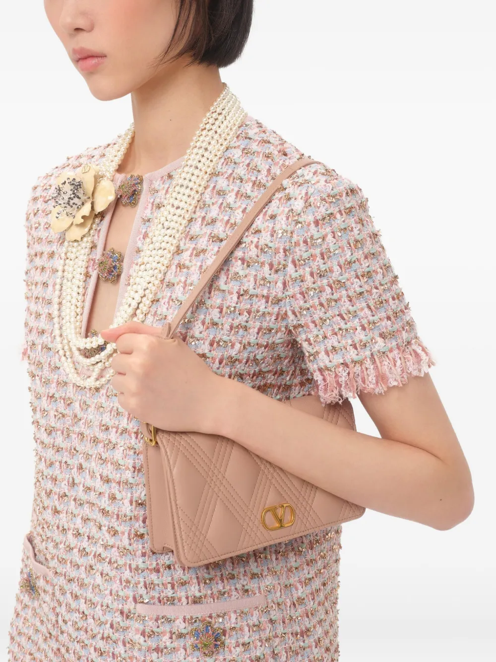 Valentino Garavani Quiltie 67 mini-schoudertas Roze