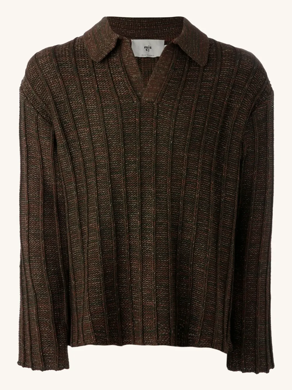 Misci Long Sleeve Polo Shirt In Brown