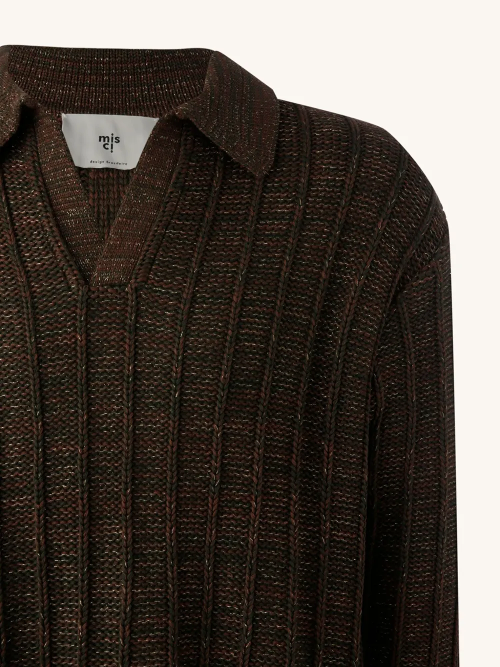 Misci Long Sleeve Polo Shirt In Brown