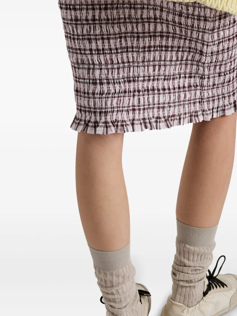 Prada Geruite katoenen mini-rok Roze