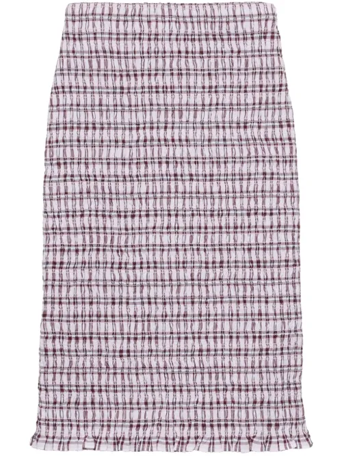 Jupe mi-longue en coton à carreaux - Prada - Modalova