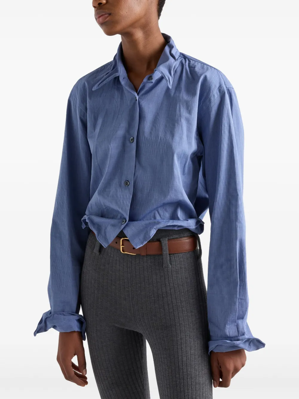 Prada Fil-à-fil blouse Blauw