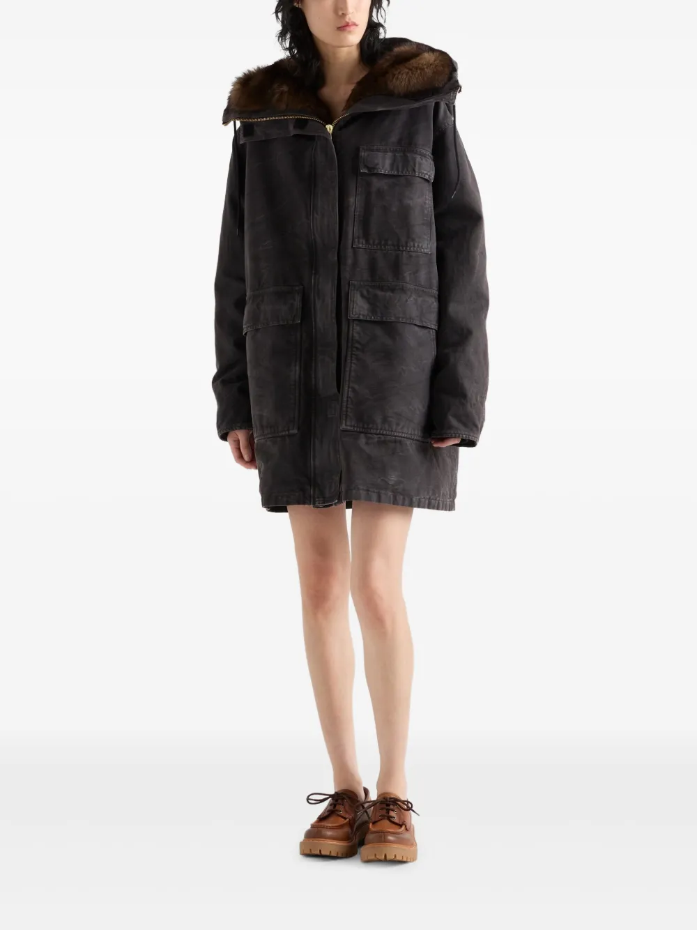 Prada canvas coat - Zwart