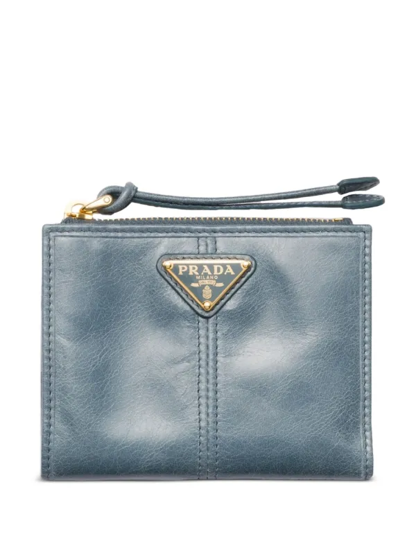 Prada Portafoglio Piccolo In Pelle Blu FARFETCH IT