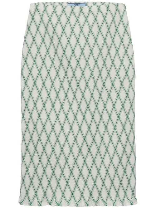 Jupe mi-longue en coton à motif géométrique - Prada - Modalova