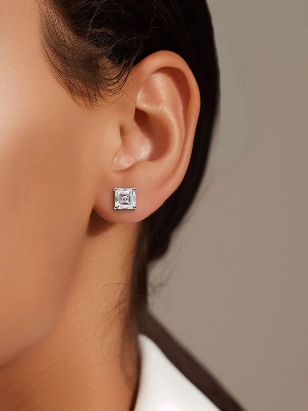 Luxsly 14kt White Gold Diamond Stud Earrings In White