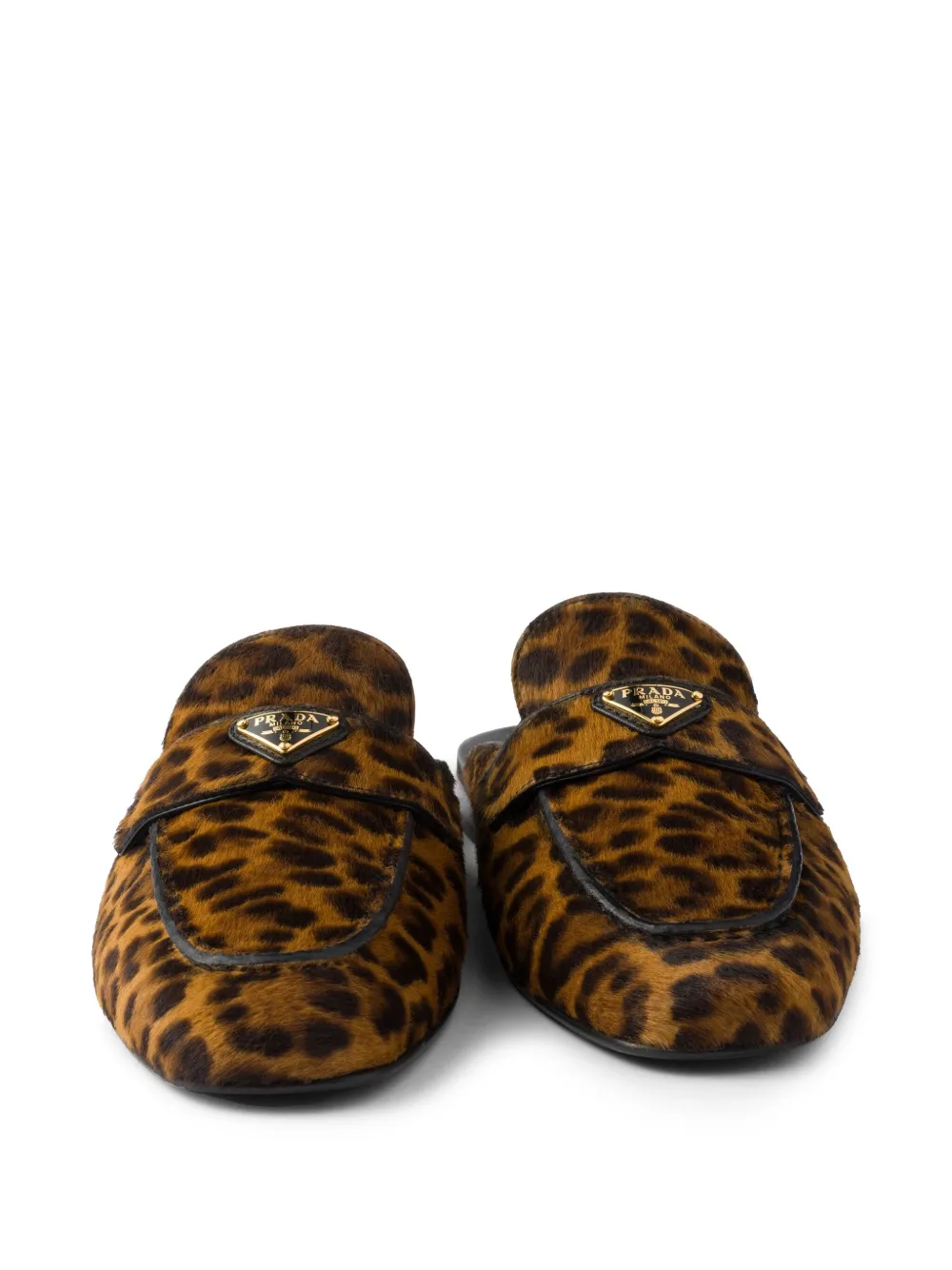 Prada leopard-print leather mules Brown