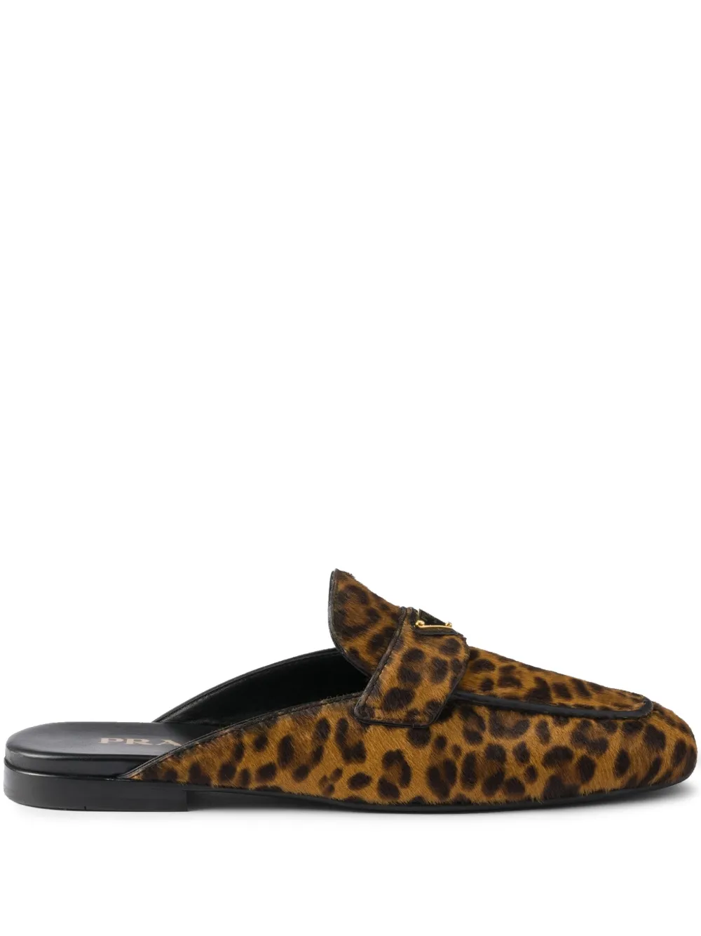 Prada leopard-print leather mules Brown