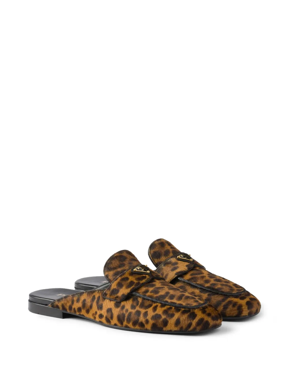 Prada leopard-print leather mules - Bruin