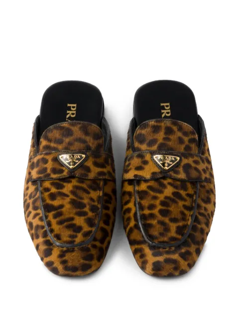 Prada leopard-print leather mules 1D766NFDD10L8H - 3