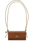 Prada leather wallet-on-chain - Brown
