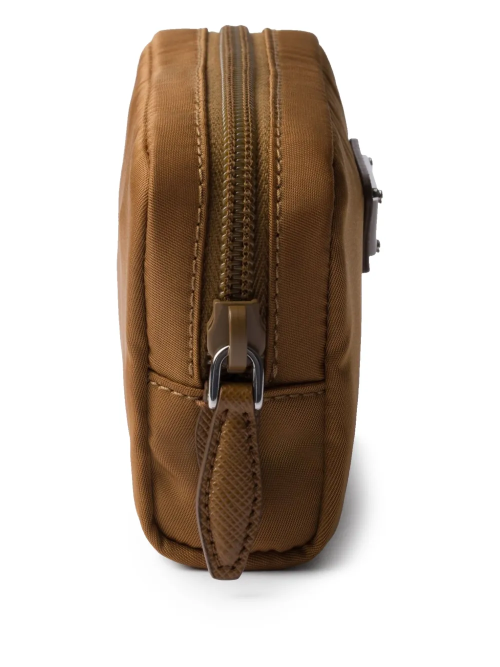 Prada Mini Zip Saffiano Leather Crossbody Bag In Brown