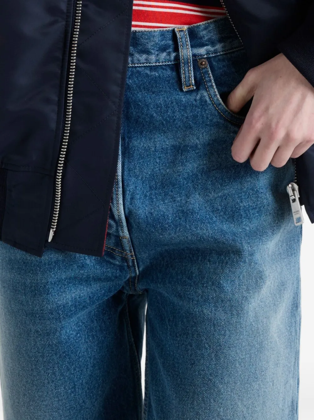 Prada Bomberjack met logopatch Blauw