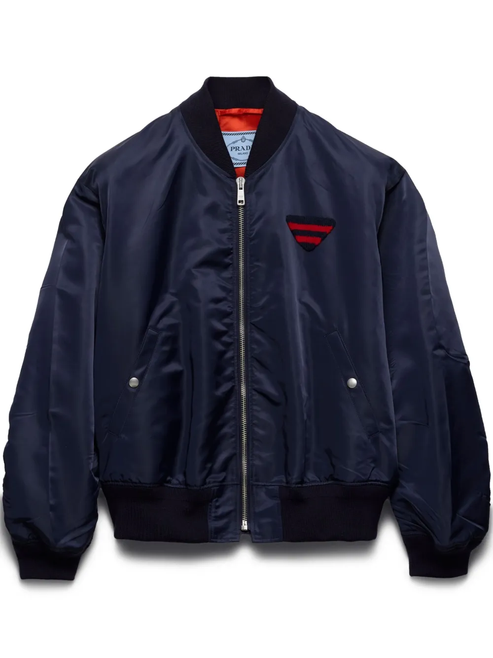 Prada Bomberjack met logopatch Blauw