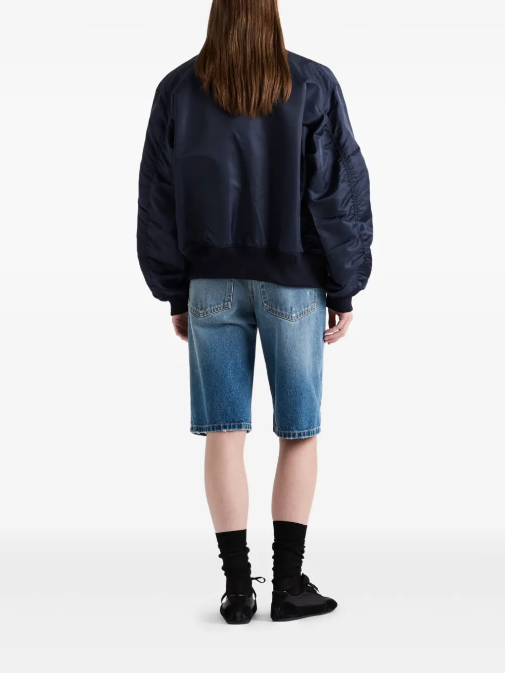 Prada Bomberjack met logopatch Blauw