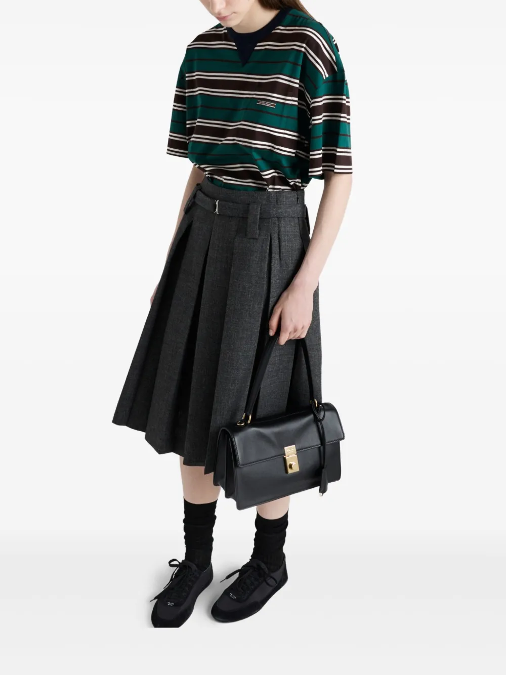 Prada Gestreept T-shirt Bruin