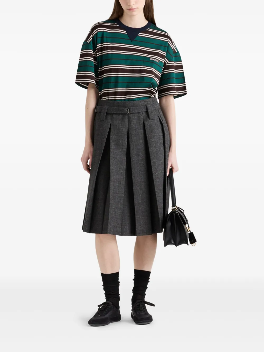 Prada striped cotton T-shirt - Bruin