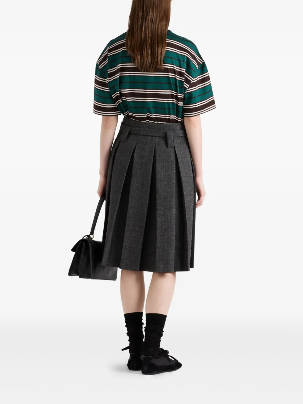 Prada Gestreept T-shirt Bruin