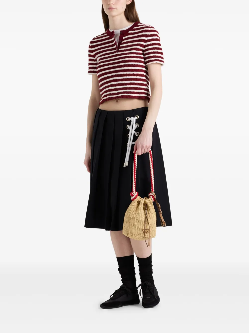 Prada Katoenen bouclé polotop - Rood
