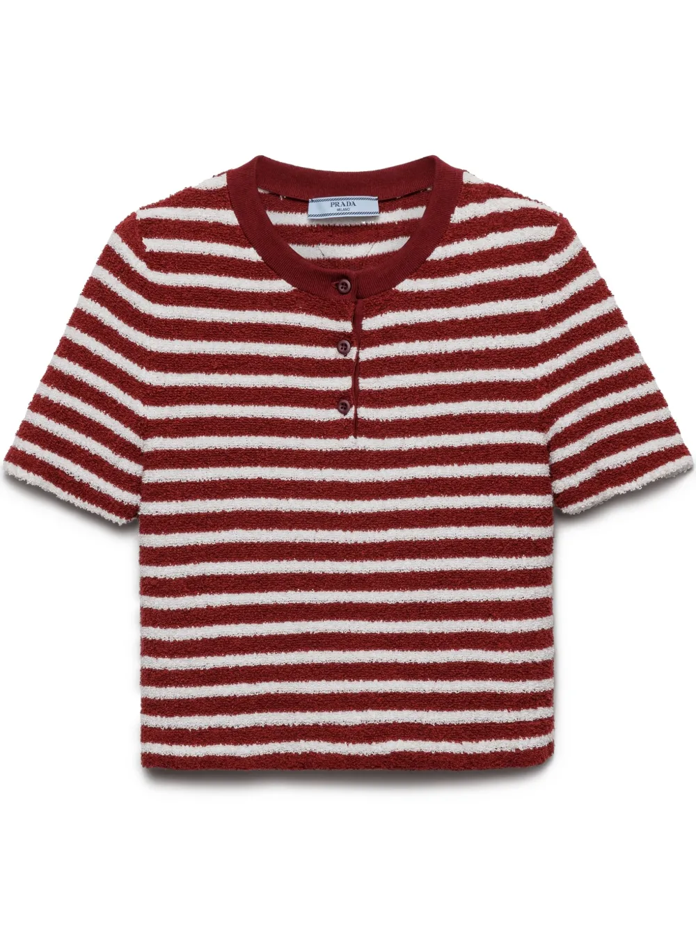 Prada Embroidered Terry Fabric Polo Shirt In Red