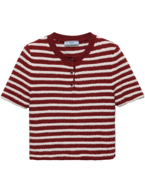 Prada cotton bouclé polo top