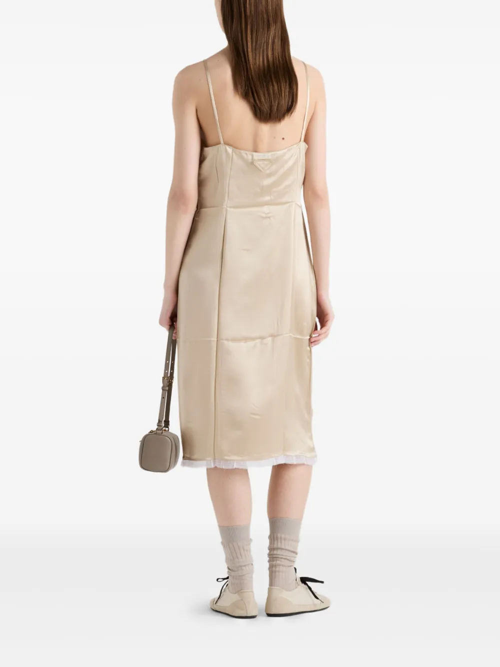 Prada Crêpe satijnen midi-jurk Beige