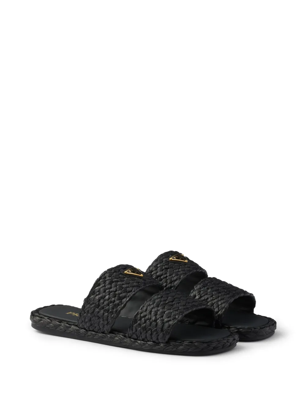 Prada Raffia slippers - Zwart