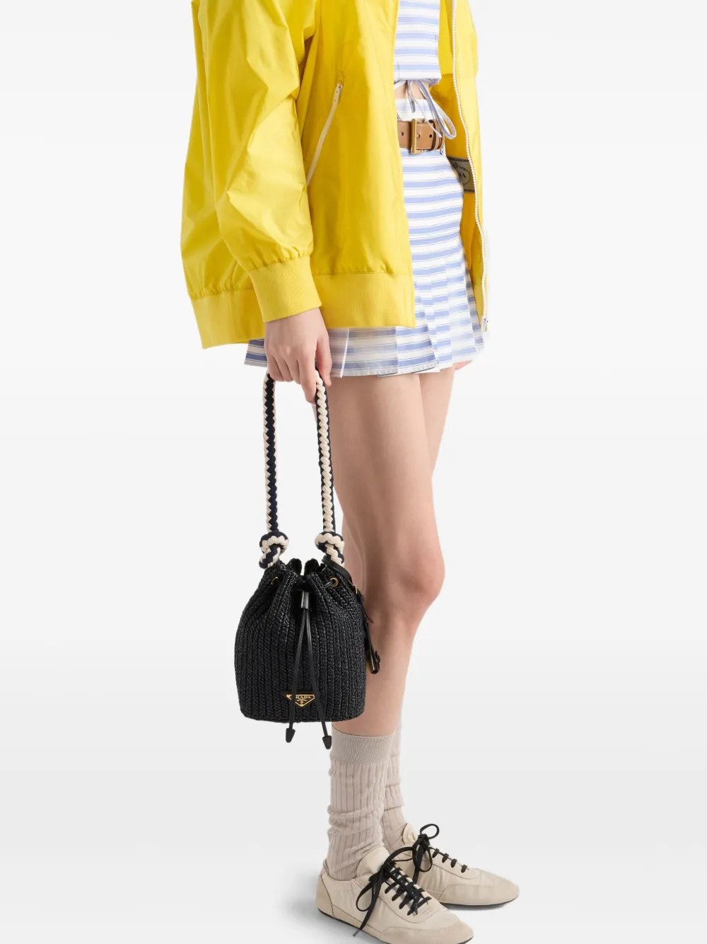 Prada Popeline gestreepte mini-rok Blauw