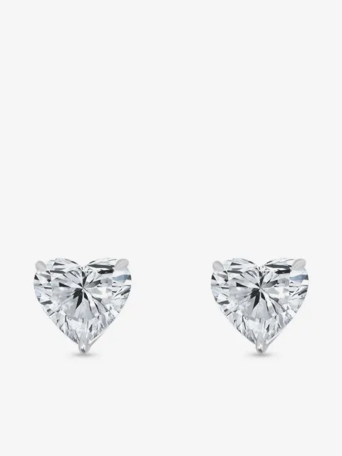 Tilla 14kt white gold diamond heart stud earrings