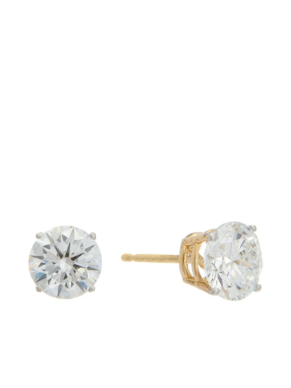 Luxsly 14kt Yellow Gold Diamond Stud Earrings In White Gold