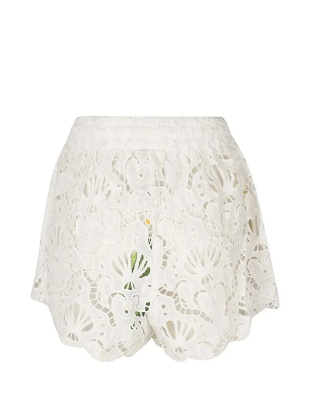  Farm Rio Embroidered Scalloped Shorts - White 