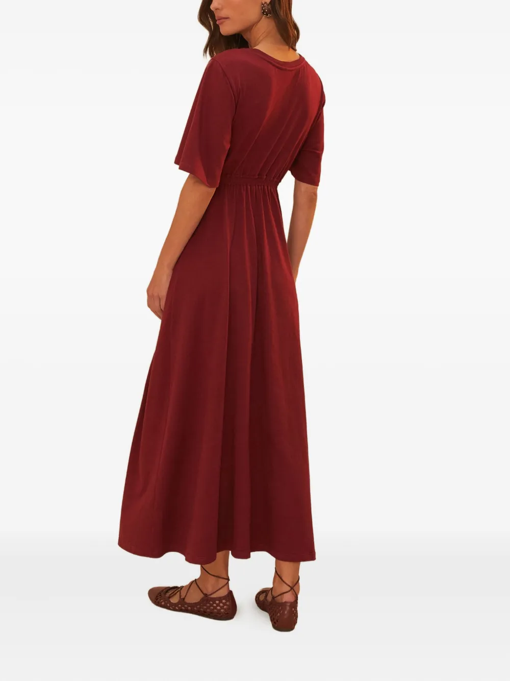 Farm Rio Twist-detail Cut-out Midi Dress In Red