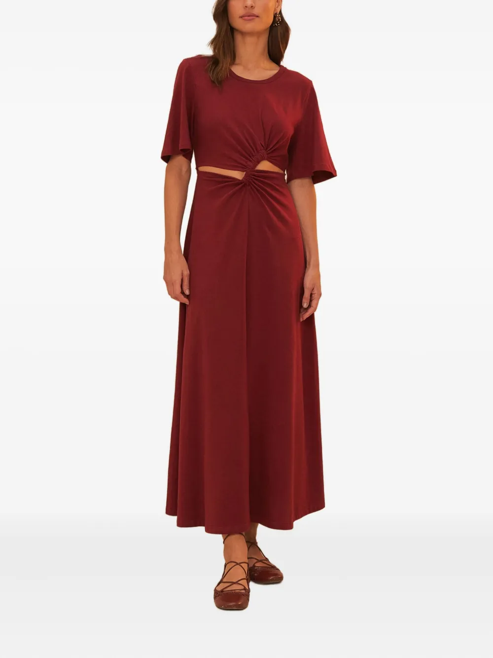 FARM Rio twist-detail cut-out midi dress - Rood
