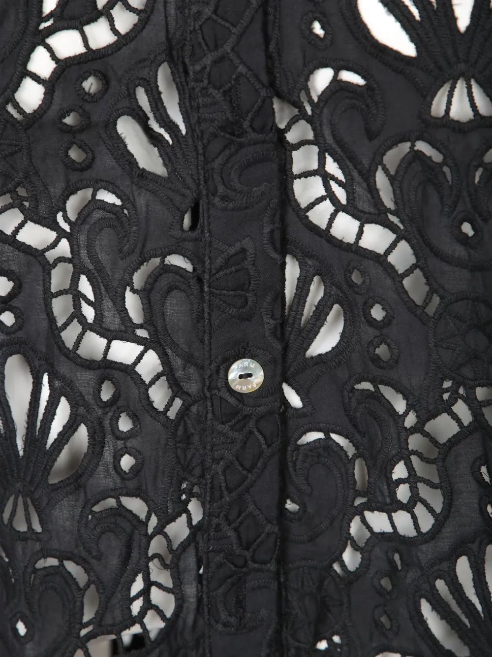 FARM Rio Button-up top met opengewerkt design Zwart