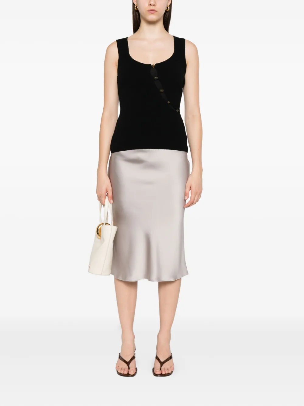 Herno satin midi skirt Beige