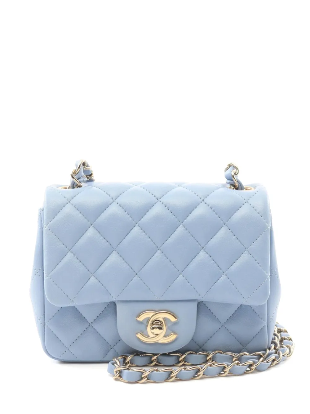 Pre-owned Chanel 2020-2021 Mini Classic Flap Shoulder Bag In Blue